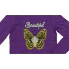 Baju T'shirt Anak Perempuan Lengan Panjang Kupu-Kupu Ungu - 1