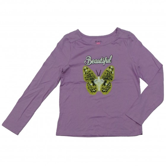 Baju T'shirt Anak Perempuan Lengan Panjang Kupu-Kupu Ungu Muda Baju T'shirt Anak Perempuan Lengan Panjang Kupu-Kupu Ungu Muda
