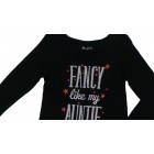 Baju T'shirt Anak Perempuan Lengan Panjang Hitam Fancy Sablon Putih  - 1