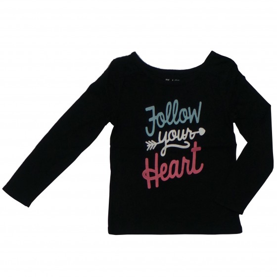 Baju T'shirt Anak Perempuan Lengan Panjang Hitam Follow 