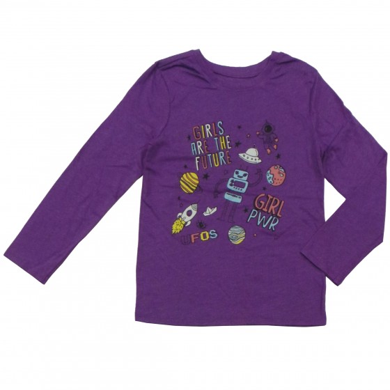 Baju T'shirt Anak Perempuan Lengan Panjang Ungu Girls PWR