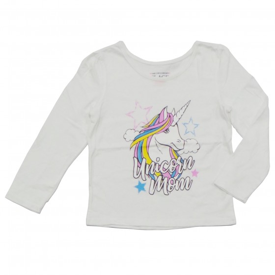 Baju T'shirt Anak Perempuan Lengan Panjang Unicorn Putih